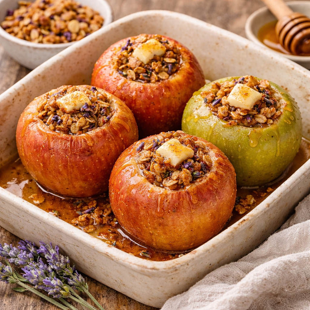 Baked Apples with Lavender Granola