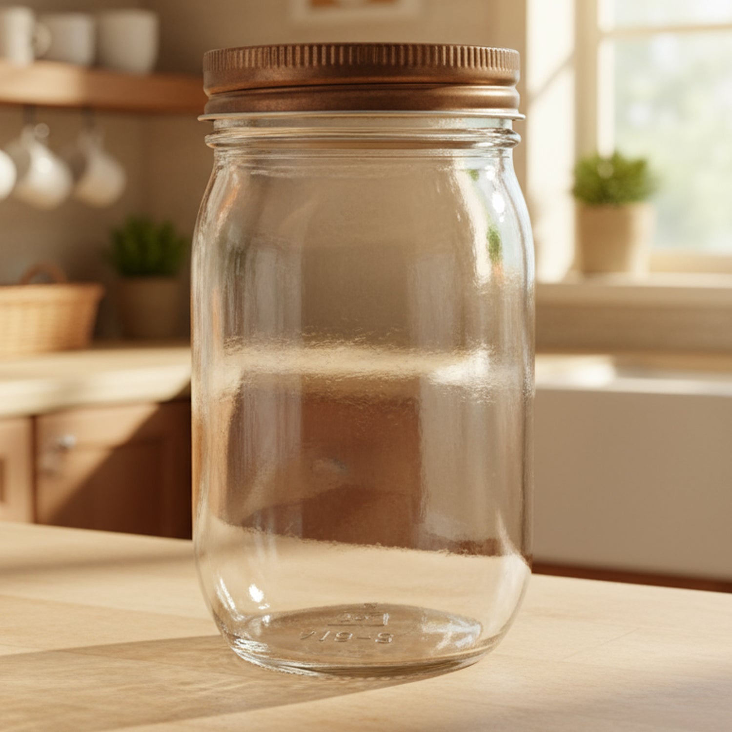 16 ounce Glass Mason Jar with Copper Lid