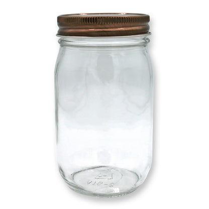 16 ounce Glass Mason Jar with Copper Lid