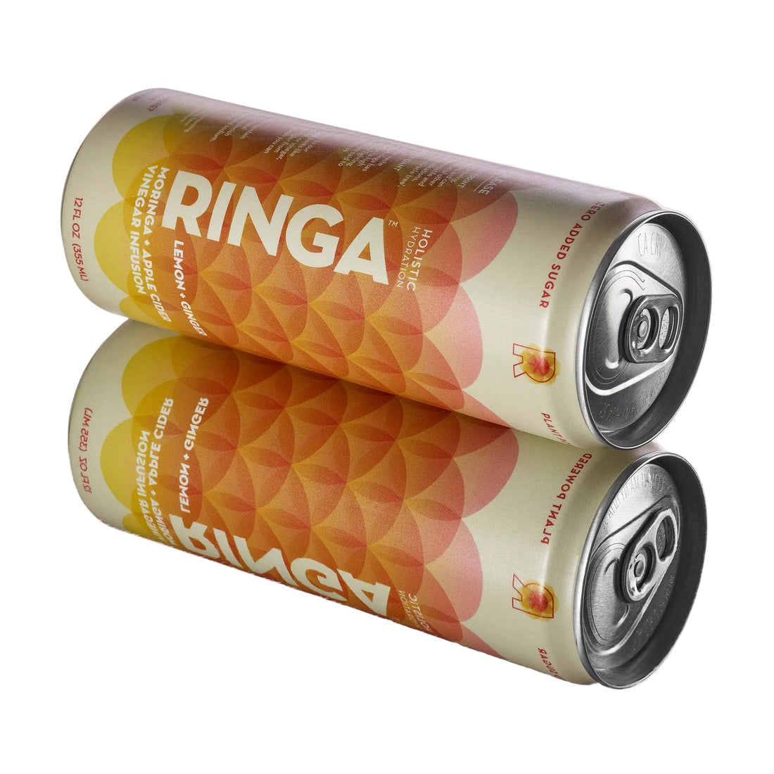 Two Ringa cans stacked on a white background