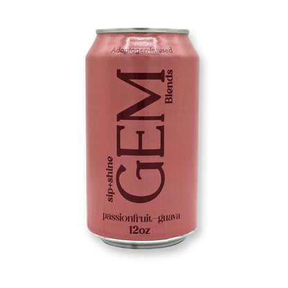 Pink can of GEM Blends with &