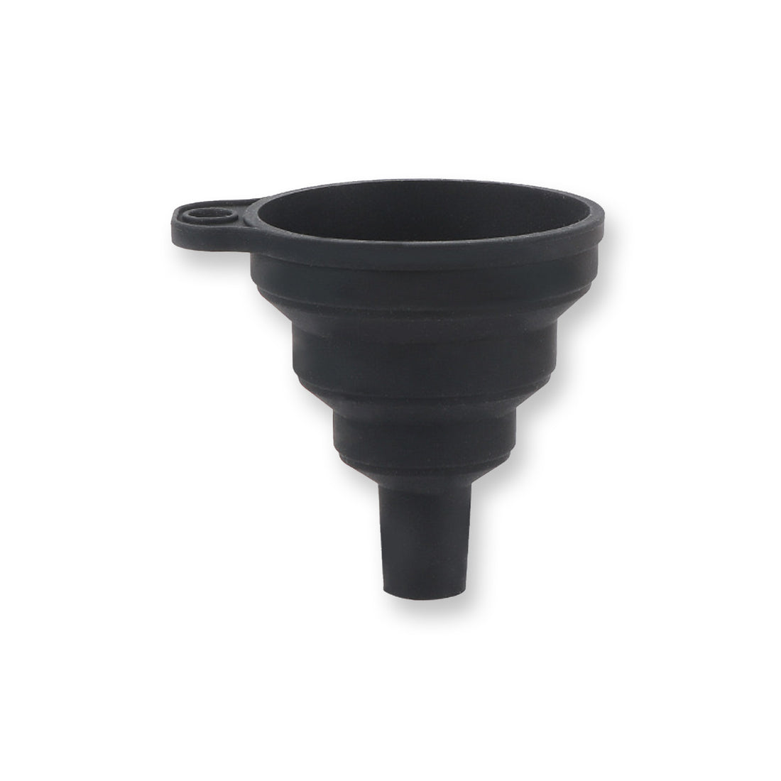 Black collapsible funnel on a white background